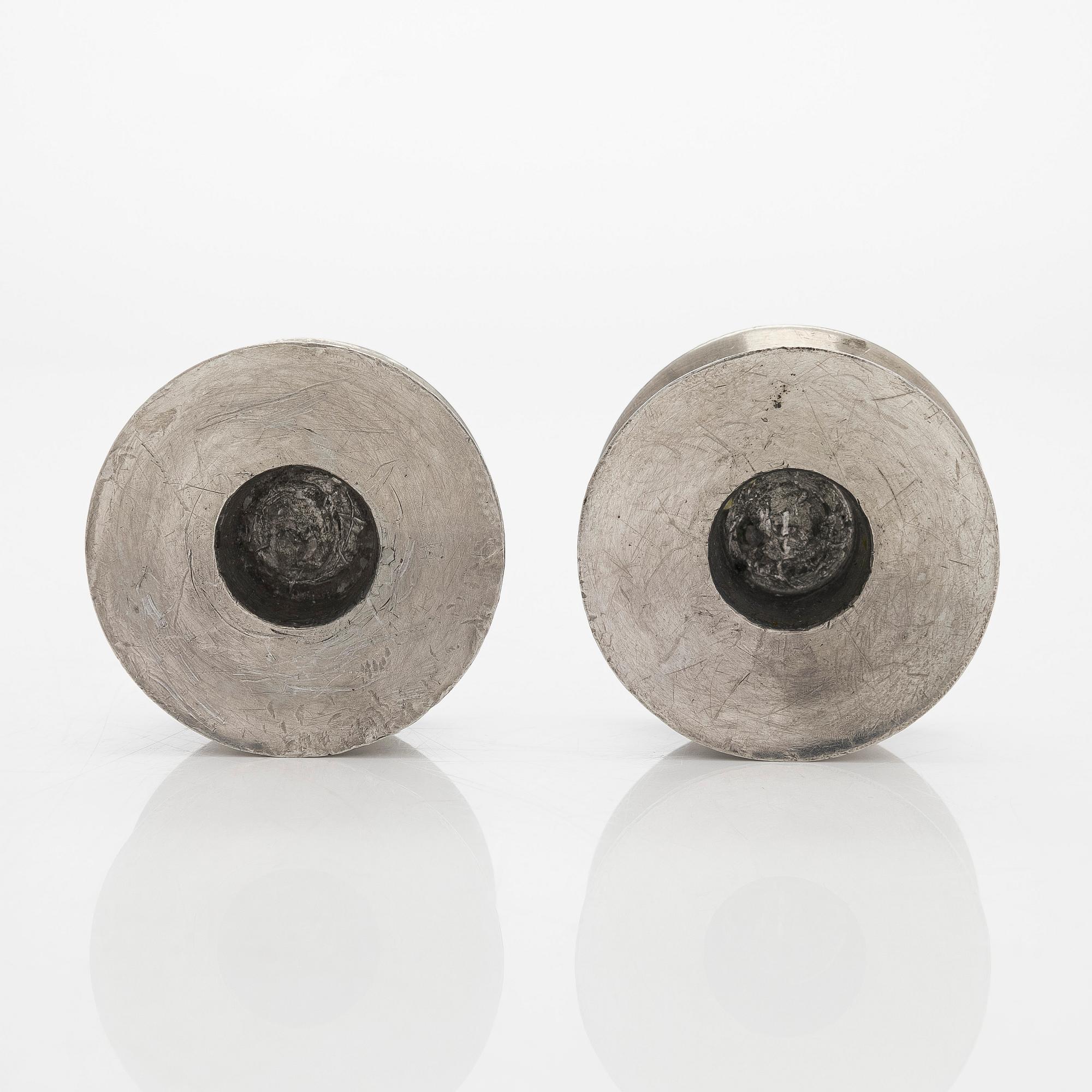 Viljo Hirvonen, a pair of rare mid-20th-century  candlesticks manufactured by Valaistustyö for Artek.