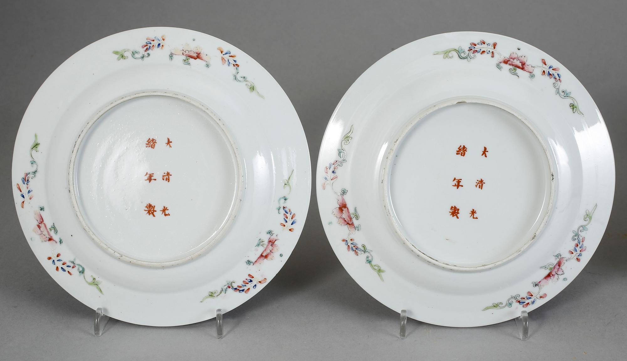 FAT, 4 st, porslin, Guangxu, omkring år 1900.