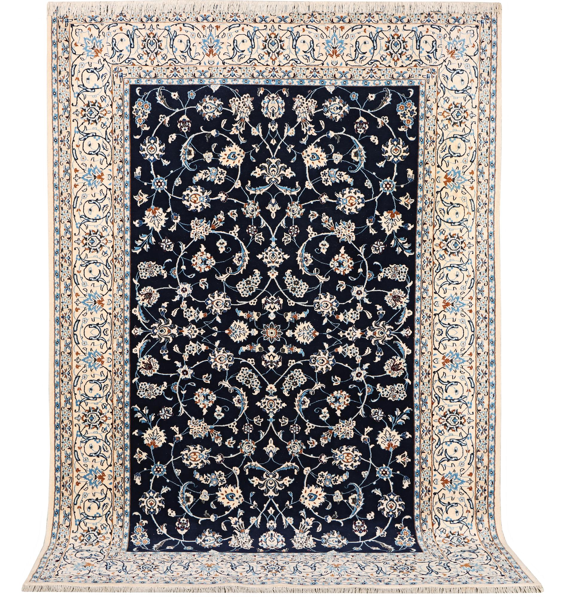 A part silk Nain rug, 9LA, c. 302 x 198 cm.