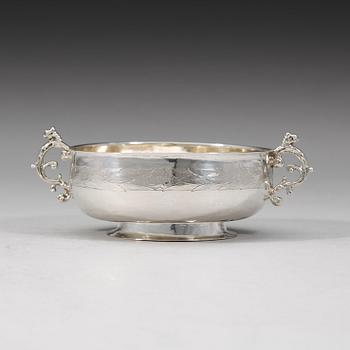 A Swedish early 18th century parcel-gilt brandy-bowl, mark of Christian Gudjohan, (Jönköping 1699-1705).