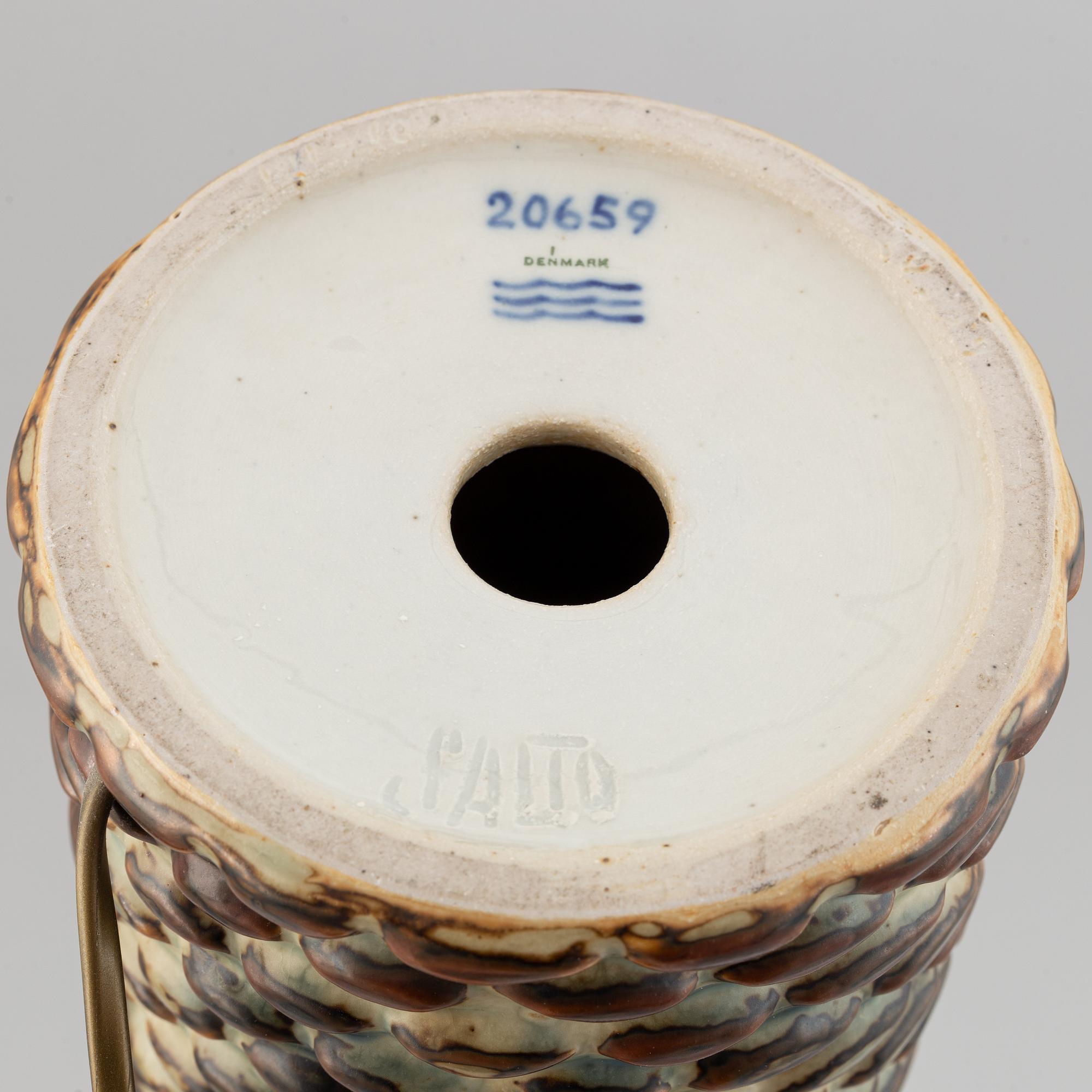 Axel Salto, a stoneware table lamp, Royal Copenhagen, Denmark, signed Salto.