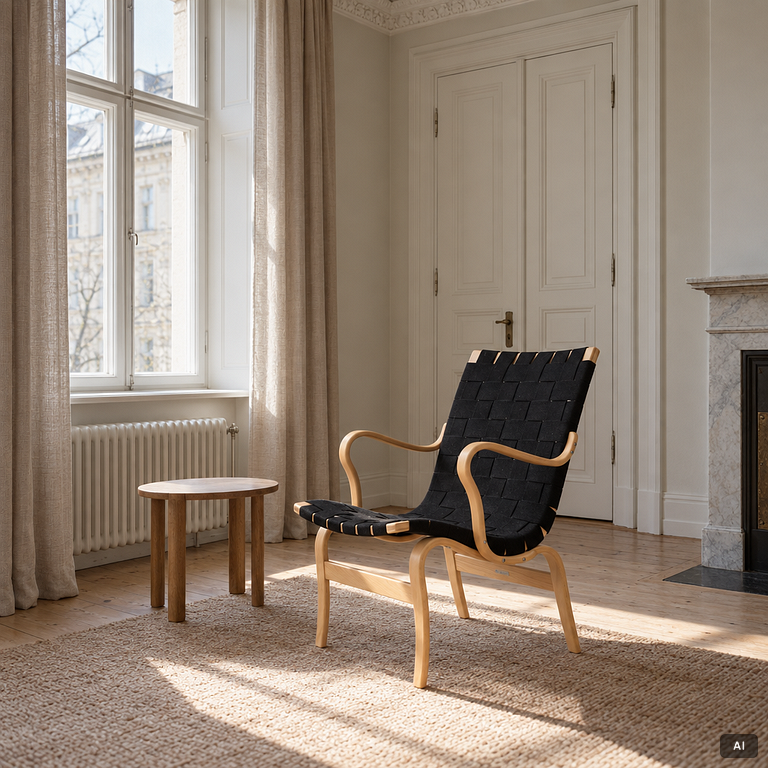 Bruno Mathsson, An armchair, "Eva", Bruno Mathsson International, Värnamo, 2018.
