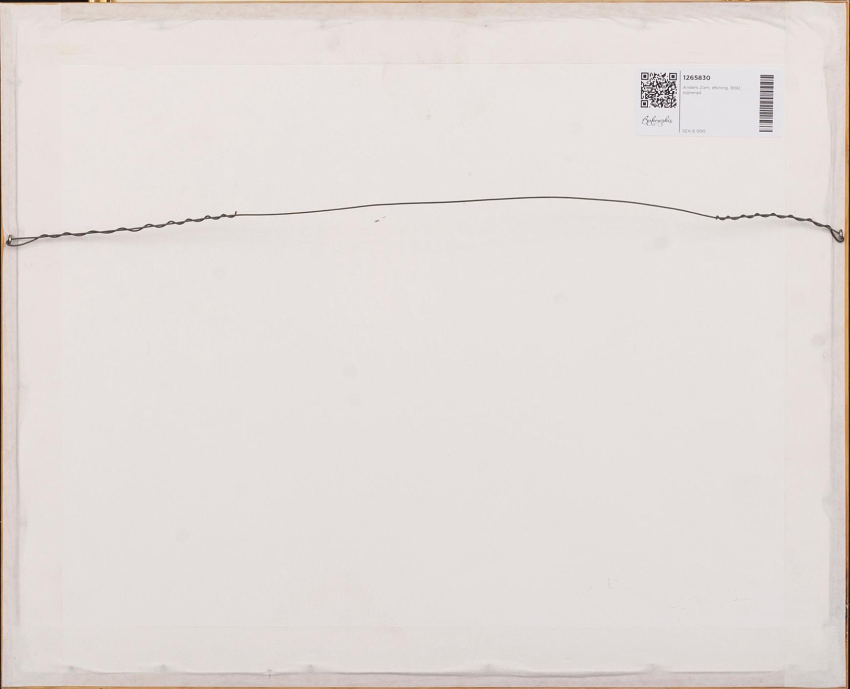 Anders Zorn, a signed etching.