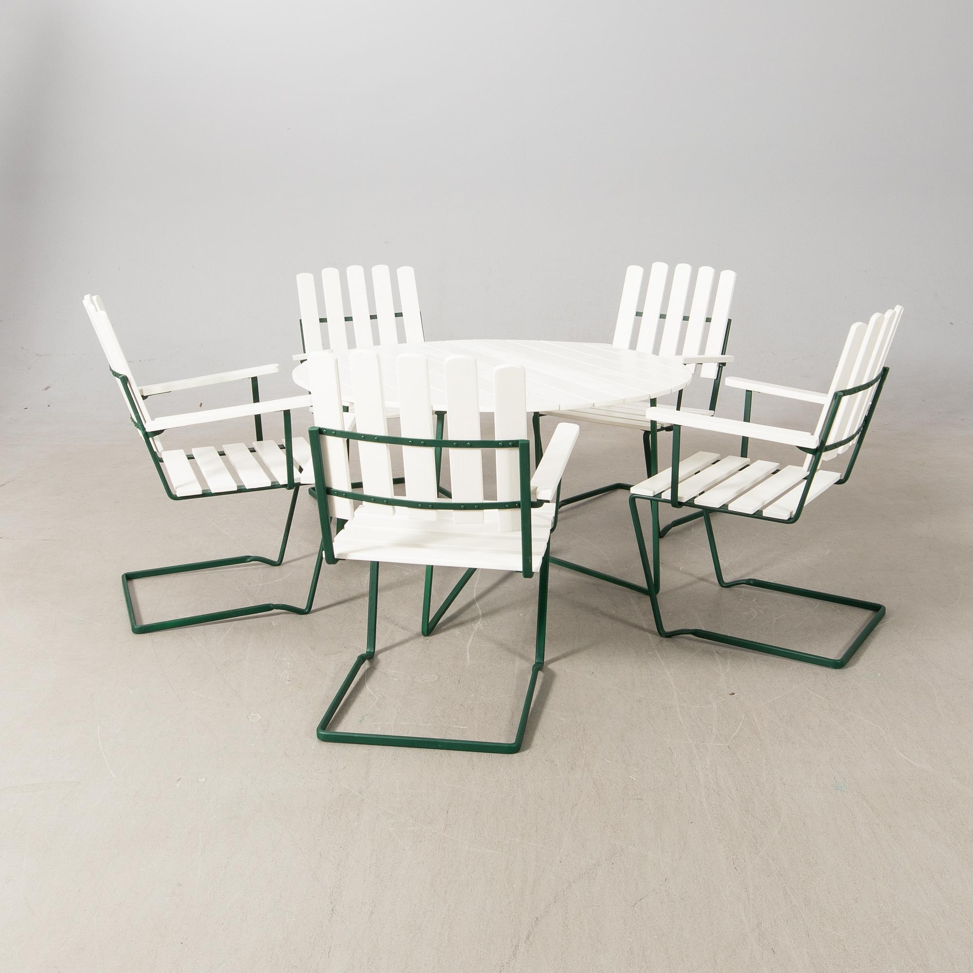 Arthur Lindqvist, garden group 6 parts, model 9A and model 2A, Grythyttan 20th century.