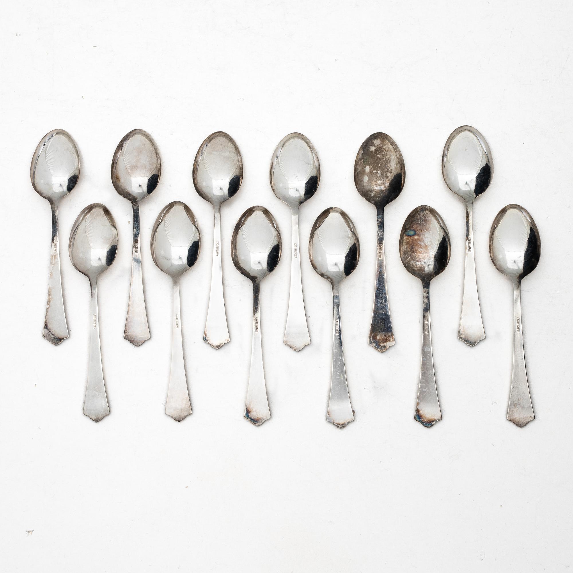 David Andersen, dessert spoons, 12 pcs, silver, Norway.