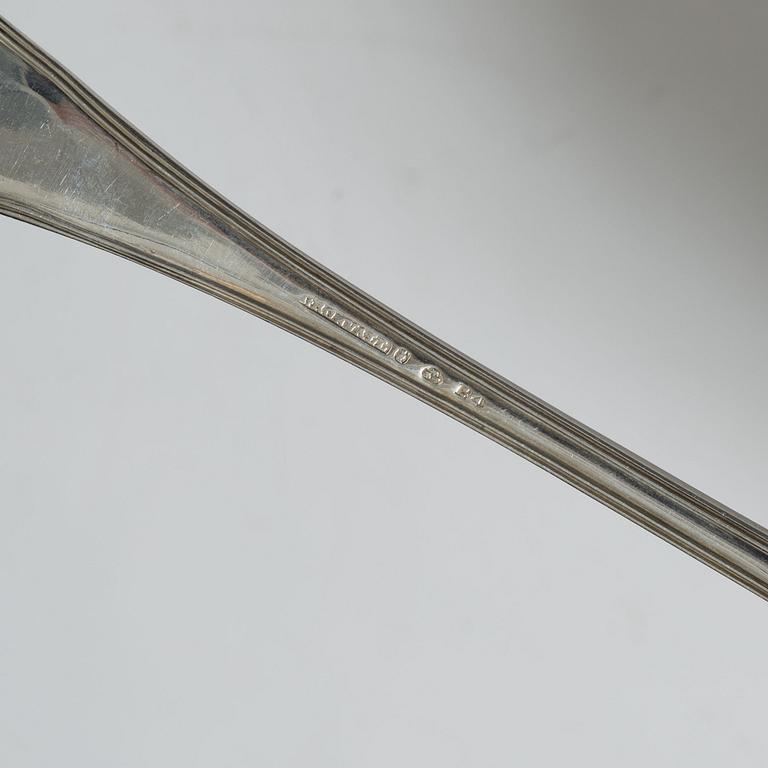A set of three Swedish silver sauce ladles and a small sauce bowl, mark of Johan Petter Grönwall,  Stockholm 1824-37.