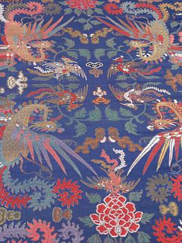 FABRIC ROLLS, 2 pieces, silk. Two uncut rolls of silk yardage. 777 x 71 and 702 x 72 cm. China late Qing dynasty.