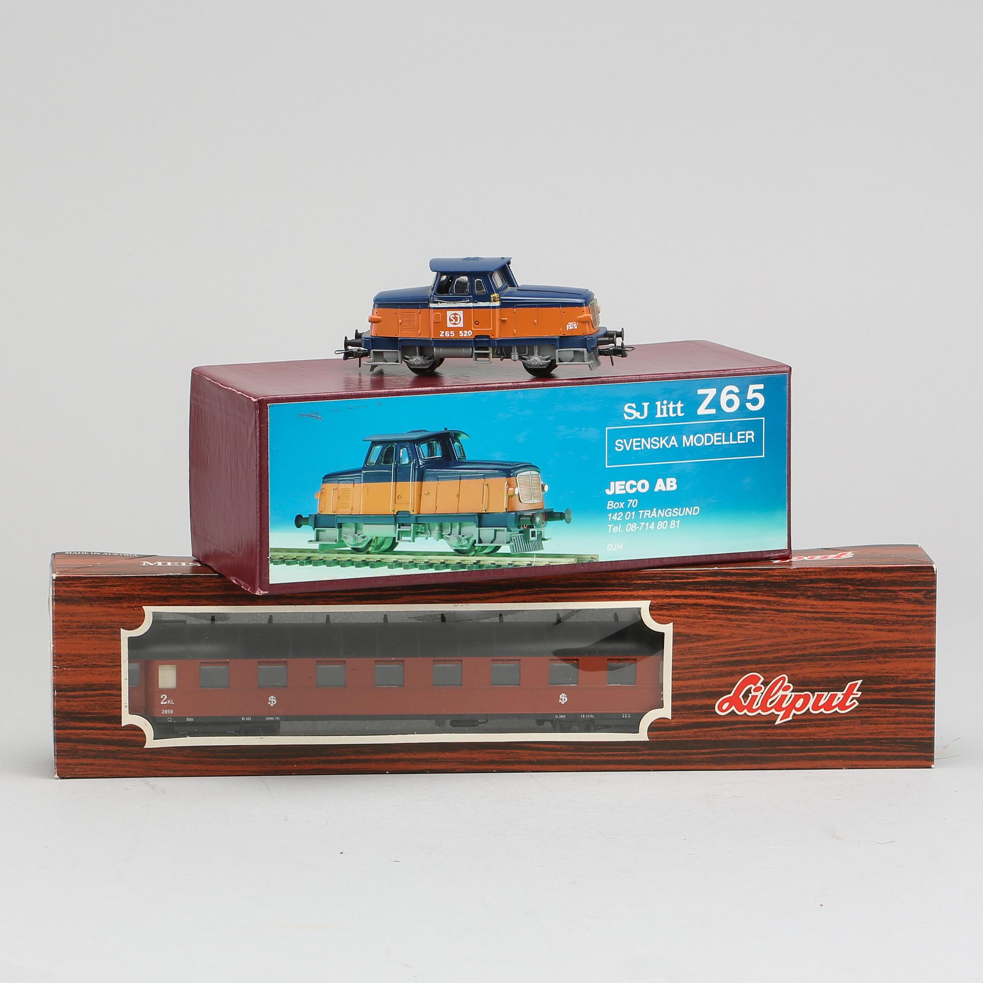 LOK 1 st "SJ litt Z65" samt PERSONVAGN, Liliput.