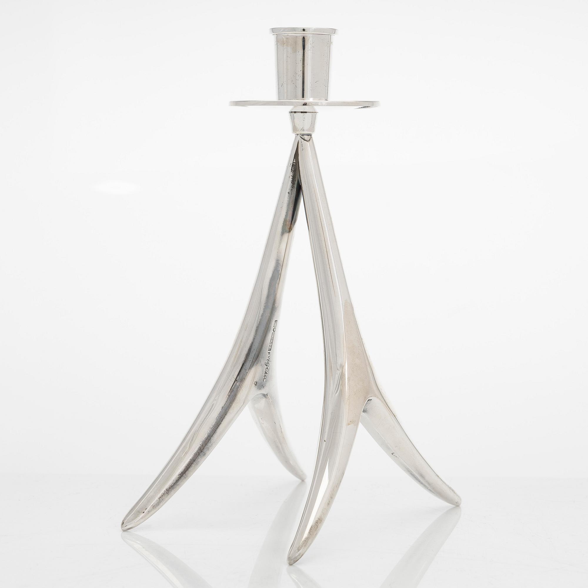 Anna-Greta Eker, A silver candlestick for Auran Kultaseppä Oy, Turku, 1968.