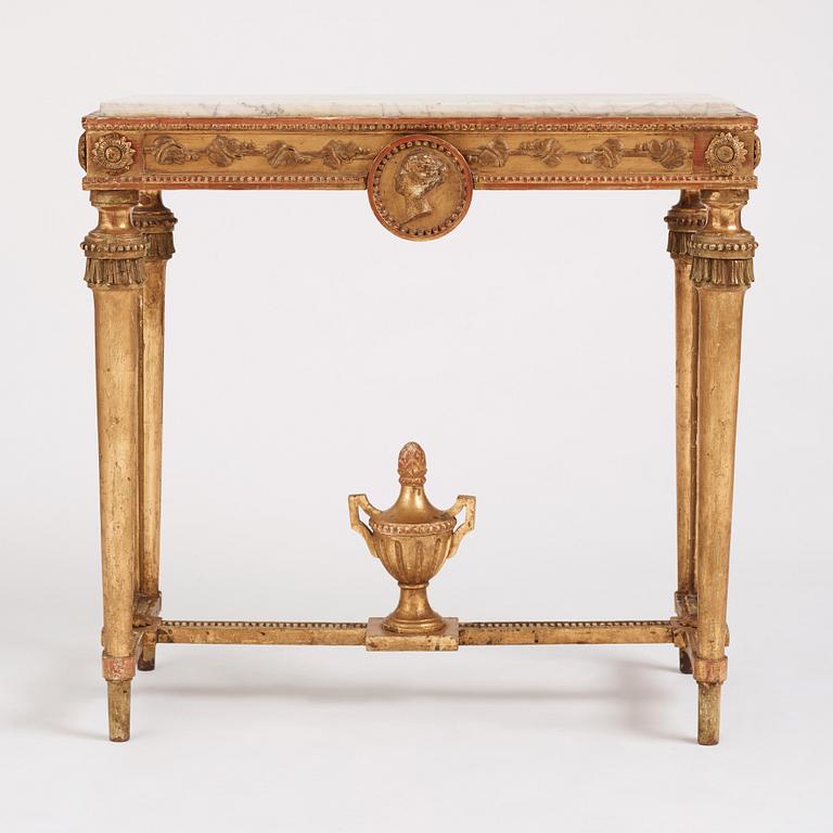 A Gustavian console table, late 18th Century.