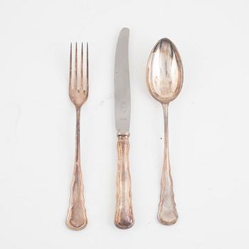 An 18-piece silver cutlery set, "Chippendale", C.G.Hallberg, Stockholm, Sweden, 1938-50.