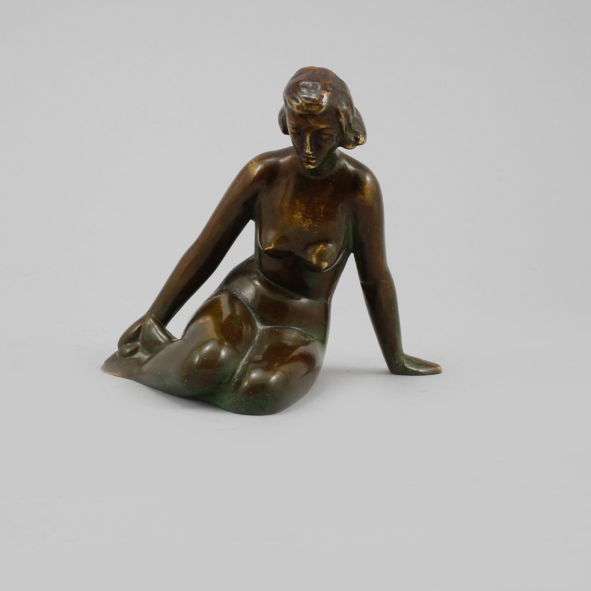 FIGURIN, patinerad brons, Ystad Brons, 1900-tal.