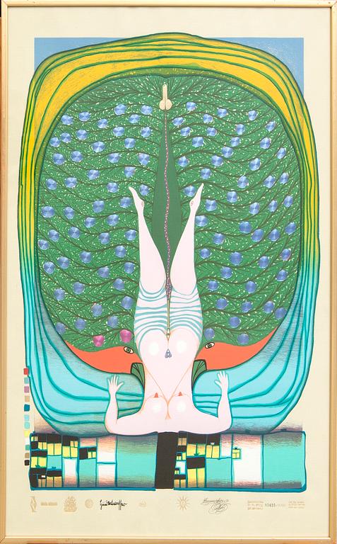 Friedensreich Hundertwasser, serigraph printed signature and numbered 03635/4200.