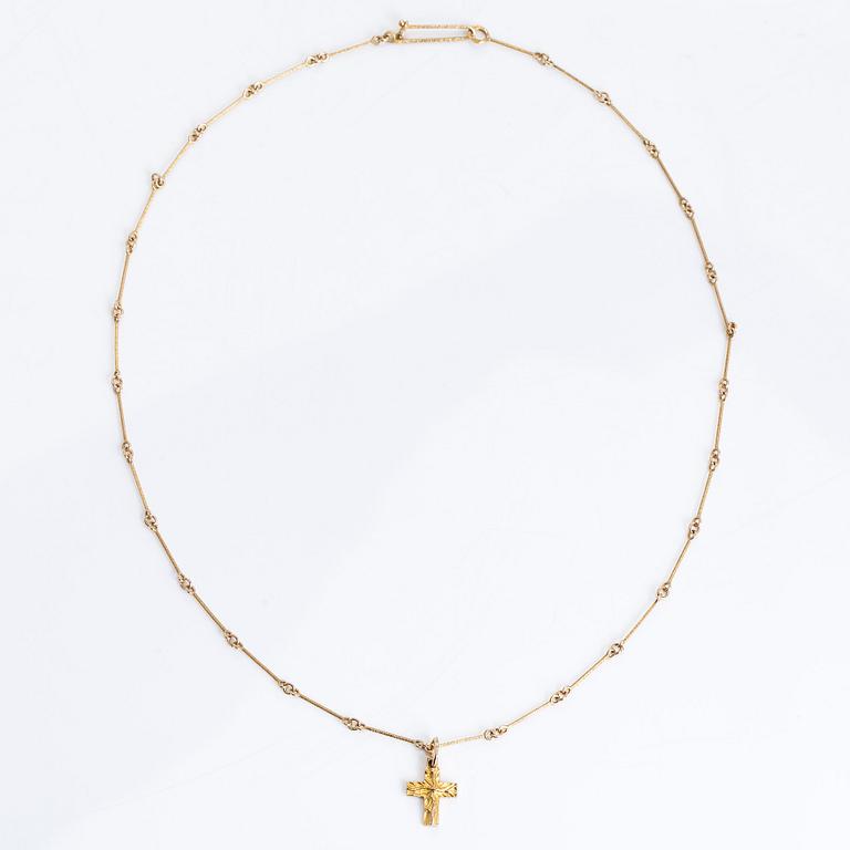 Björn Weckström, a 14K gold 'Small cross' necklace, Lapponia 1982.