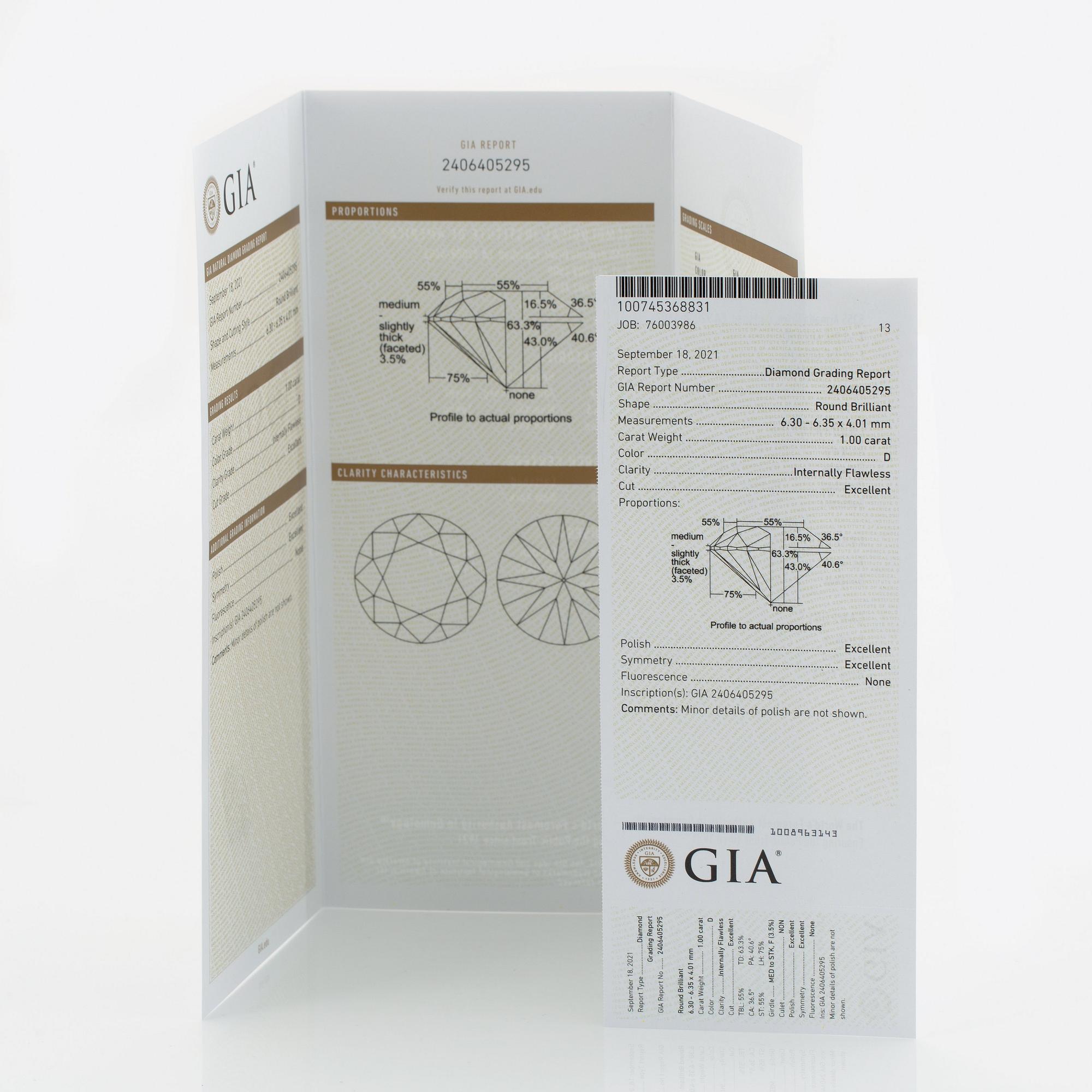 A pair of platinum earrings set with round brilliant-cut diamonds total weight 2.00 cts D if (internally flawless).