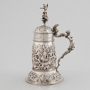 A German silver tankard, possibly Hanover 19th century, import mark London 1878.