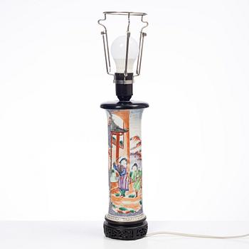A famille rose vase/table lamp, Qing dynasty, 18th century.