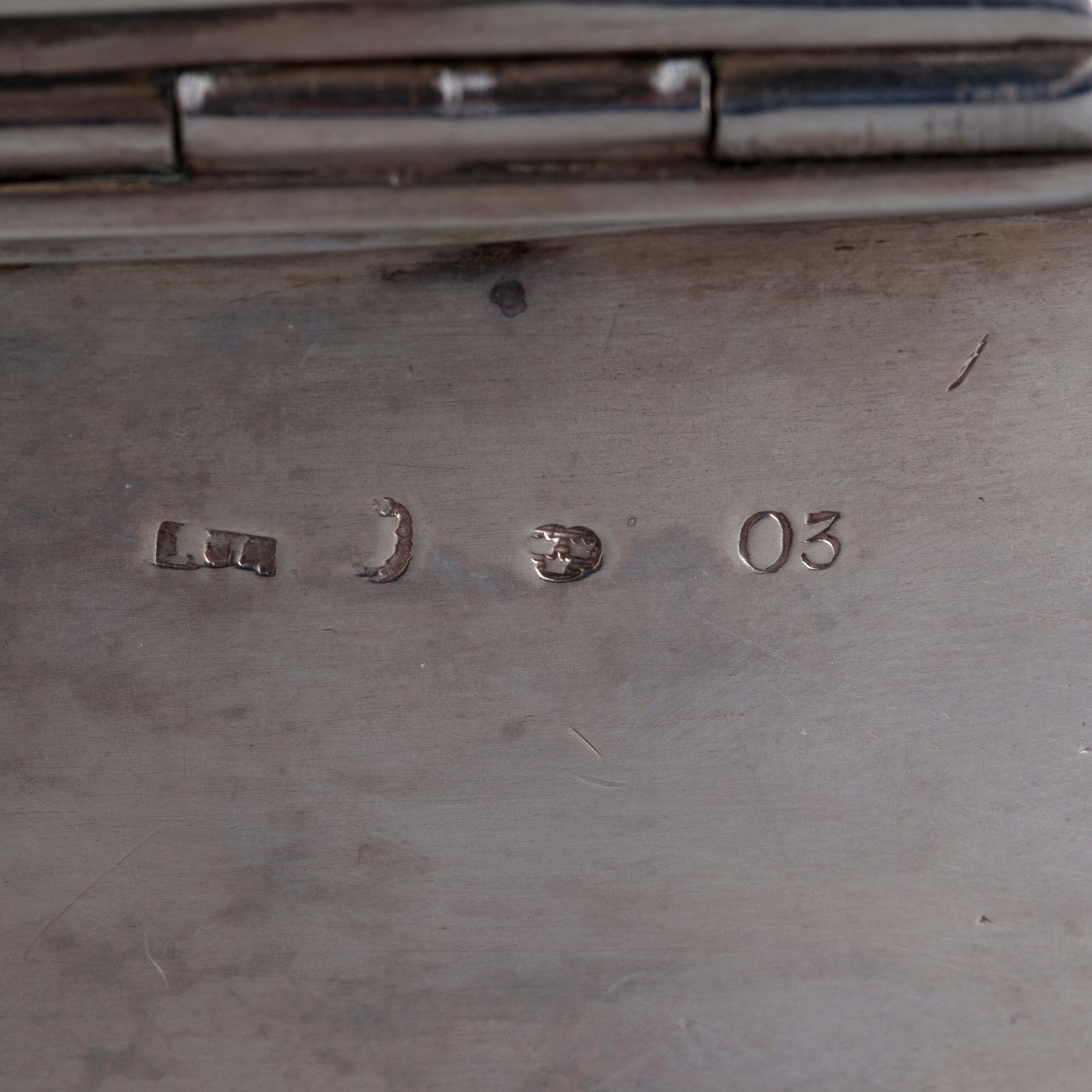 SOCKERSKRIN, silver, empire, Anders Lundqvist, Stockholm 1820. Vikt ca 700 gram.