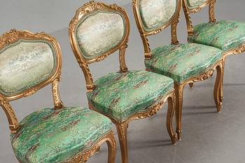 STOLAR, 4 st. Louis XV-stil. Omkring 1900.
