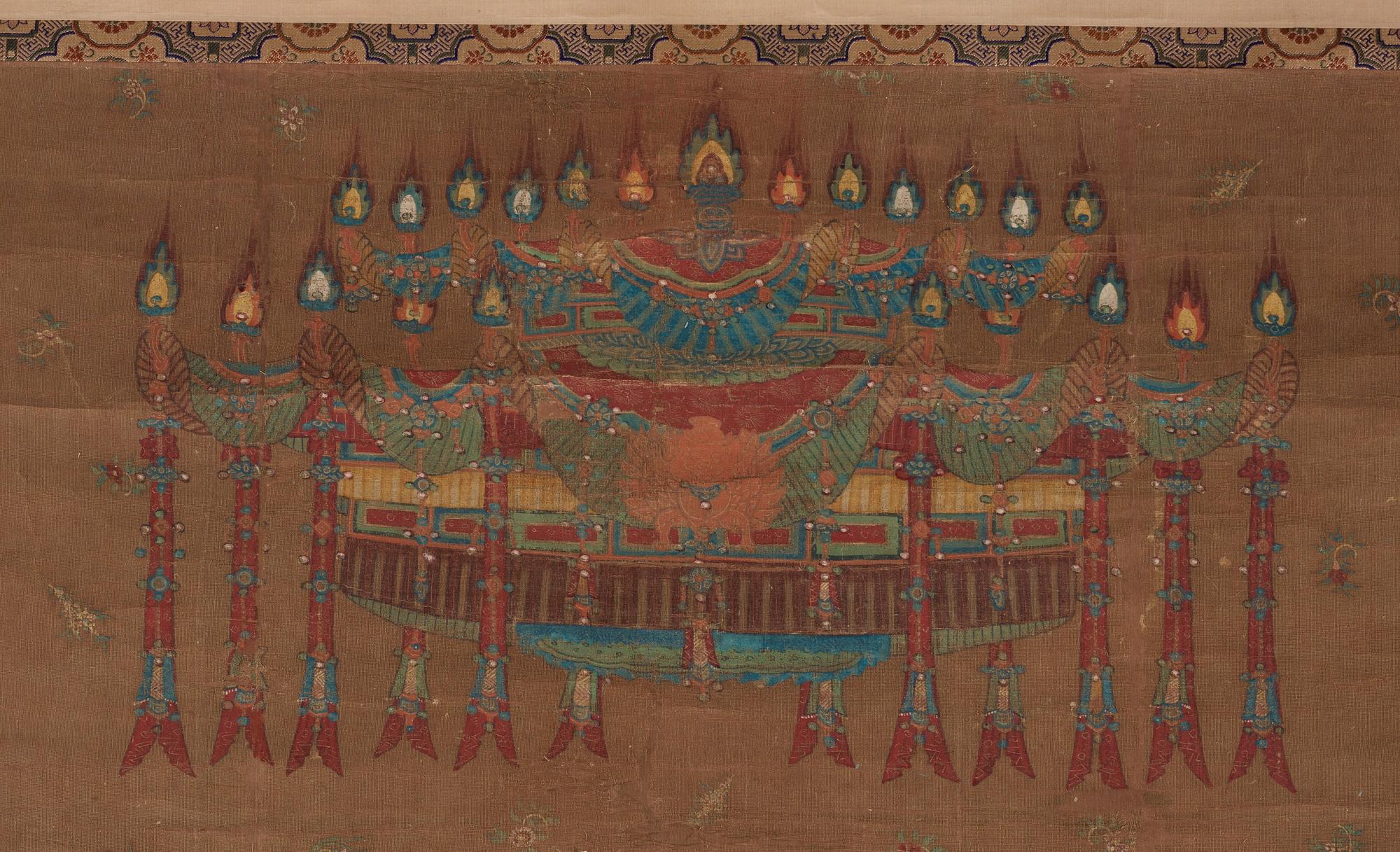RULLMÅLNING, troligen 1700-tal eller äldre. Shakyamuni Buddha.