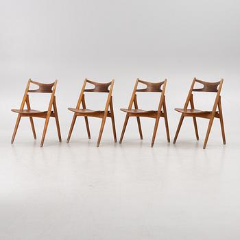 Hans J Wegner, four model CH 29 "The Savbuk Chair", Carl Hansen, 1960s.