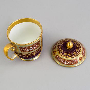 An early 19th century empire cup with saucer and cover with Wien mark.