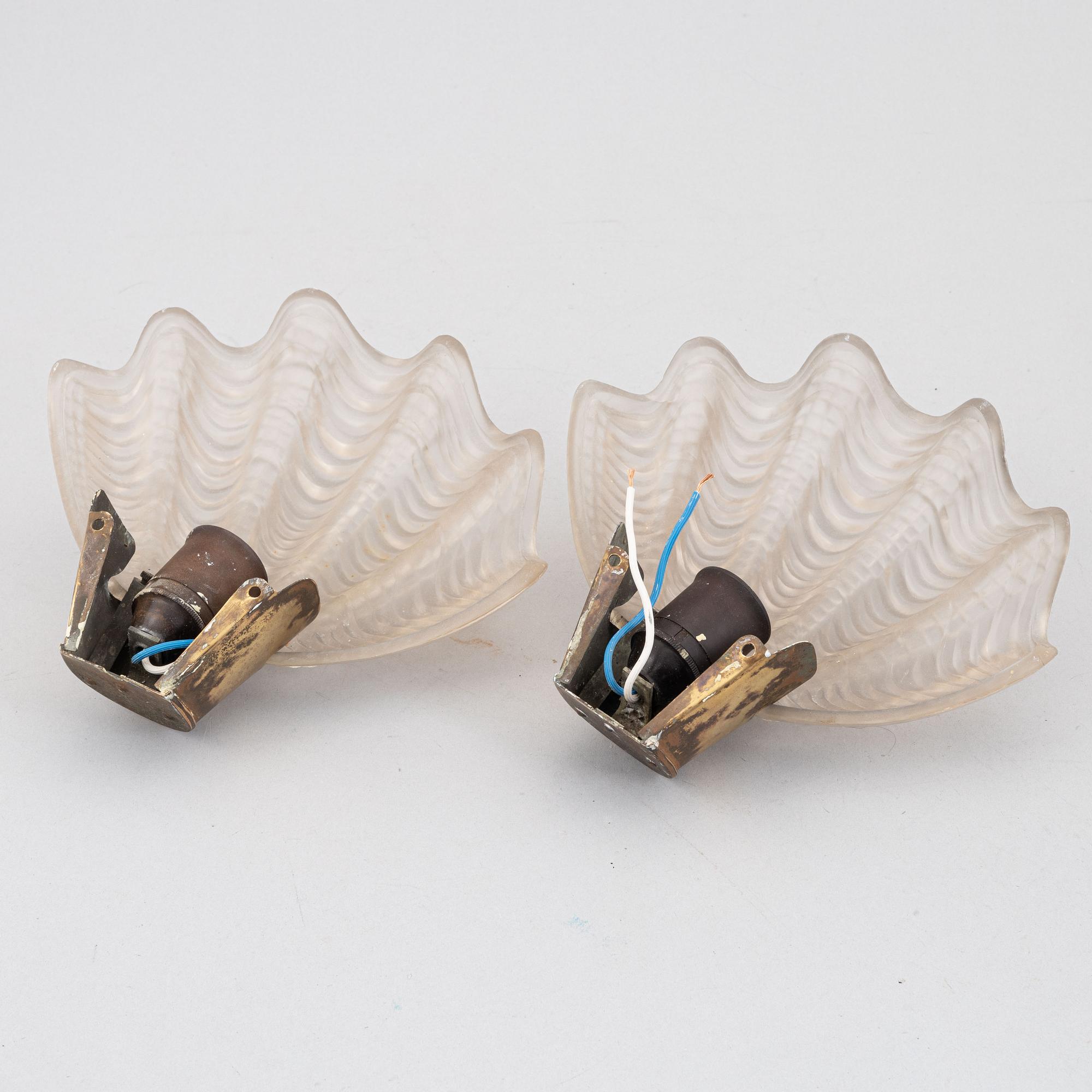 Vägglampor, ett par, "Coquille", ASEA, 1940-tal.
