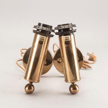 Wall lamps, a pair, "V-18", Bergboms, second half of the 20th century.