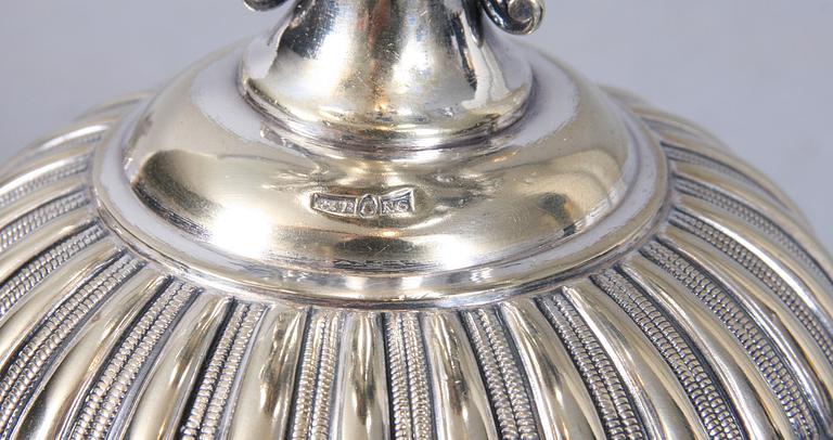 SOCKERSKÅL, nysilver, omkring sekelskifte 1800/1900.