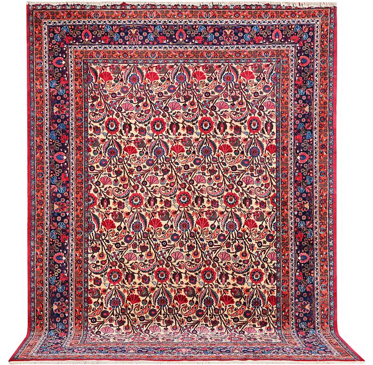 A carpet, antique, Birjand, signed Marghobi, c. 393 x 288 cm.