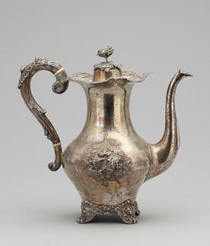 KAFFEKANNA, silver, nyrokoko, Christopher Creutz (1855-1867) Stockholm, vikt ca 698 g.