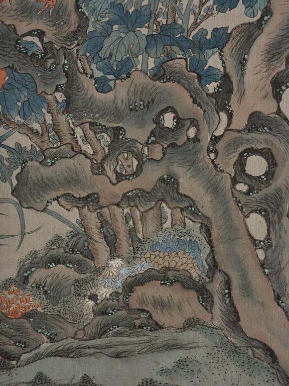 Okänd konstnär, sidenmålning, Kina, 1900-tal.