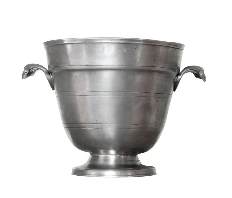A PEWTER WINE COOLER,