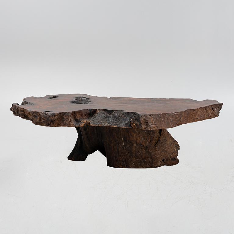 A wood coffee table.