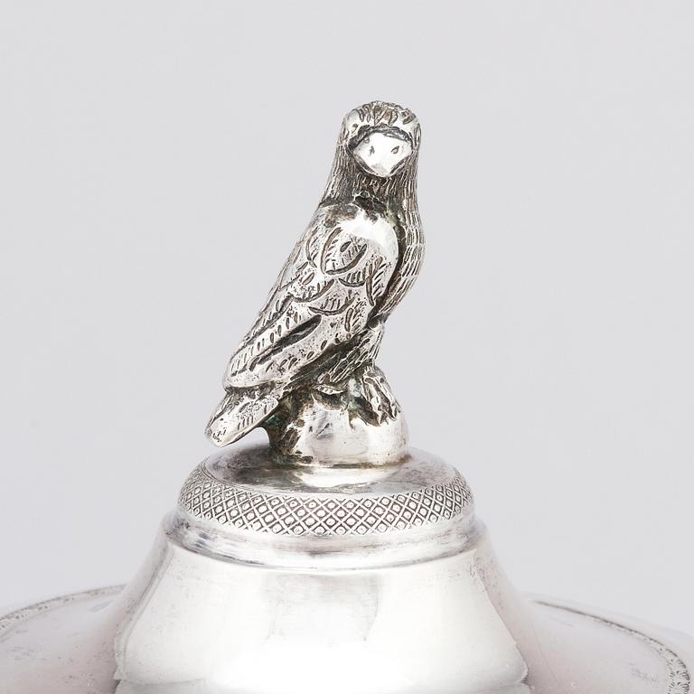 Suger bowl with lid, silver, unidentified master, possibly Raffaele Sisino, Naples 1832-1872.