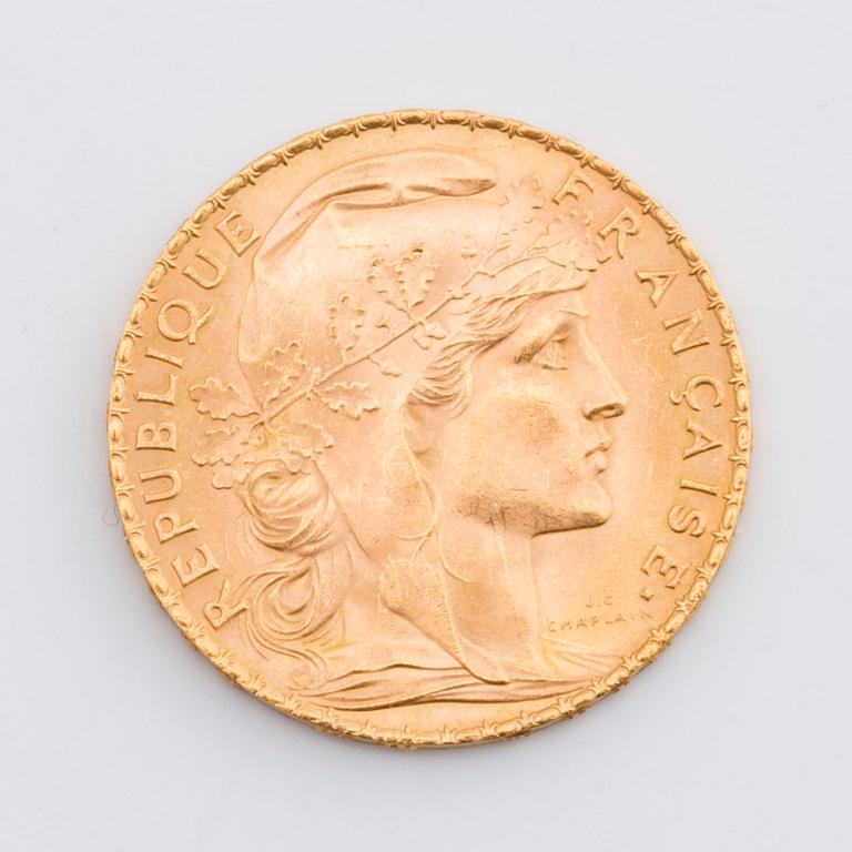 GOLD COIN,  Liberté Égalité Fraternité REPUBLIQUE FRANÇAISE 1912 20 FRANC.