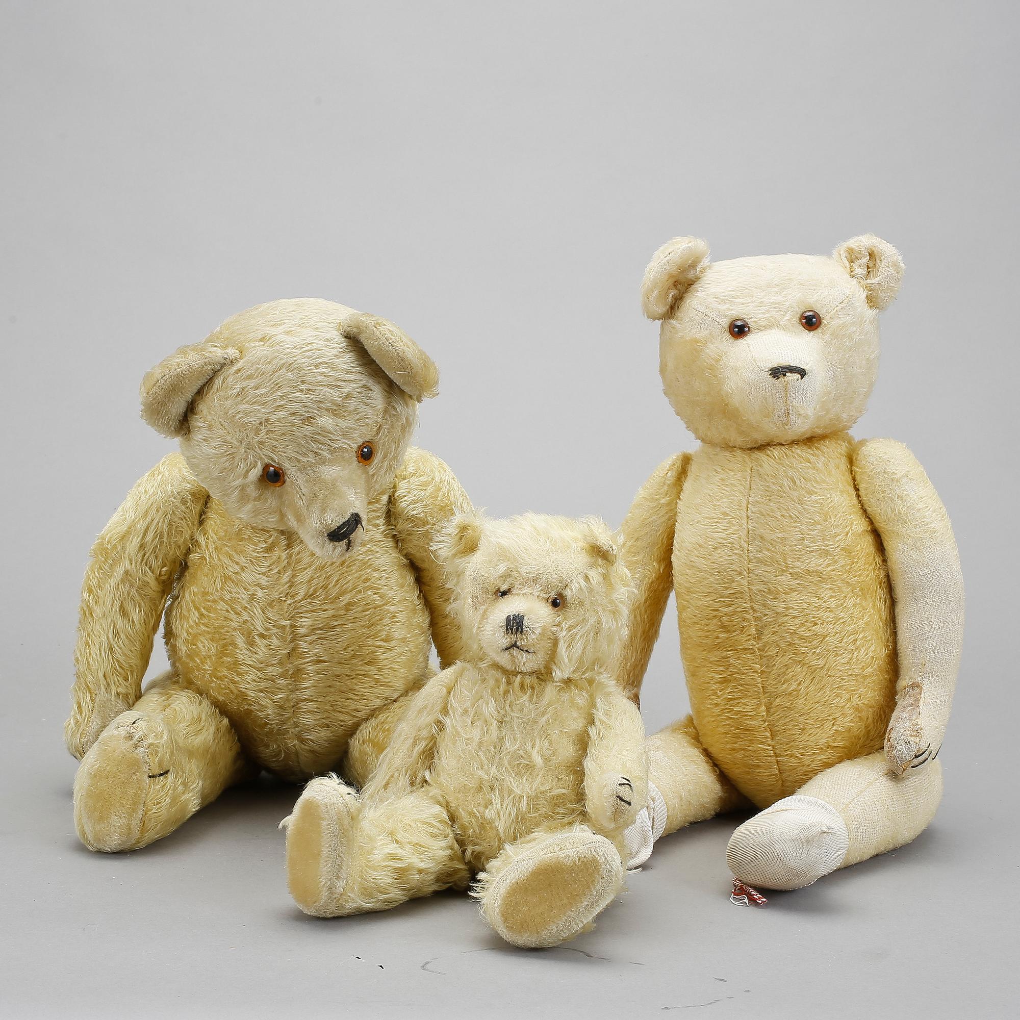 PARTI MJUKDJUR, 3 st. Bland annat Steiff och Hermann. 1900-tal.