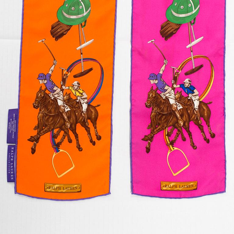 Three silk scarves by Ralph Lauren.