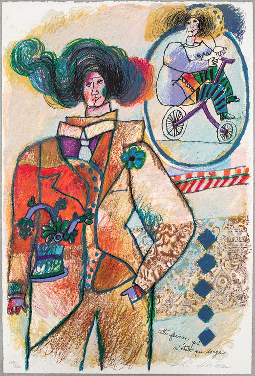 folder with nine litographs, "Femmes fleurs de mélodie", signed och numbered 204, 206, 207, 221/250.