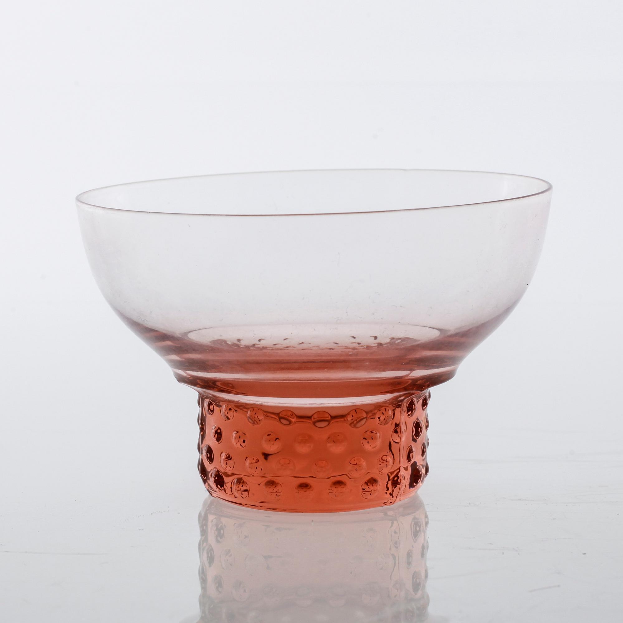 DESSERTSKÅLAR, 16 st, "Tarantella", Glimma Glasbruk, omkring 1900-talets mitt.