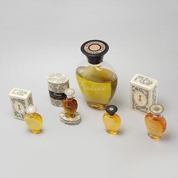 MARCEL ROCHAS, factices, "Femme", five perfumebottles.