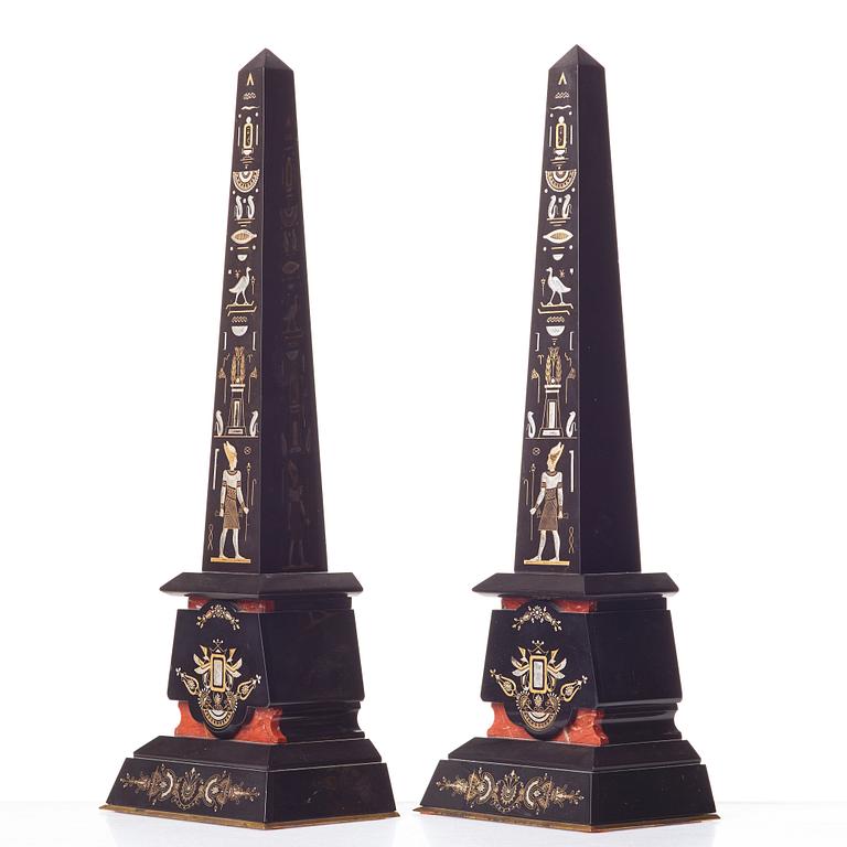 A pair of French obelisks, 1870's-80's.