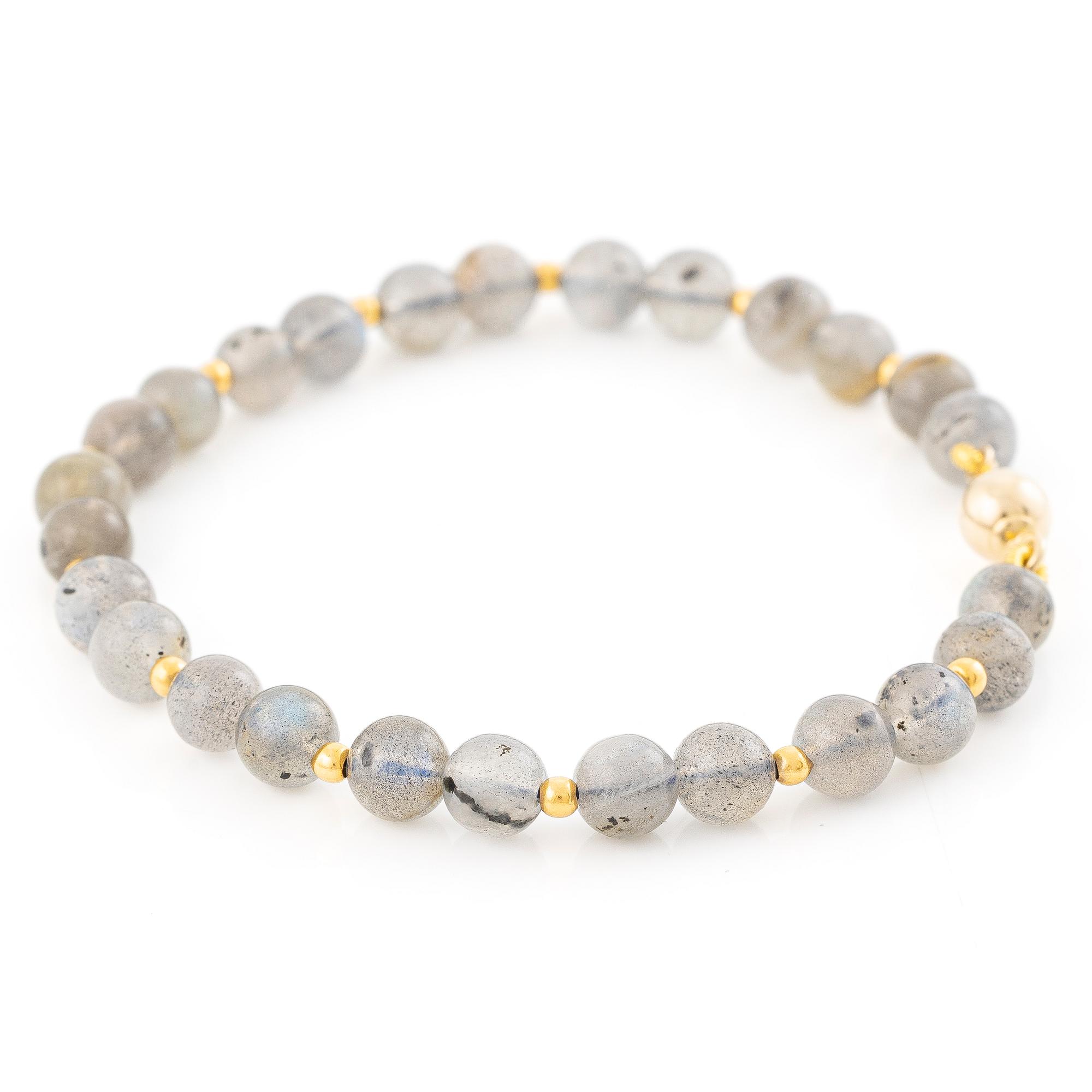 Bracelet, with labradorite beads, clasp in 18K gold.