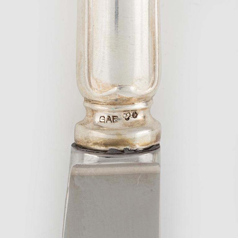 Bestickuppsättning, silver 36 st, "Svensk spets", GAB & C.G.Hallberg, Stockholm, R7-V7.