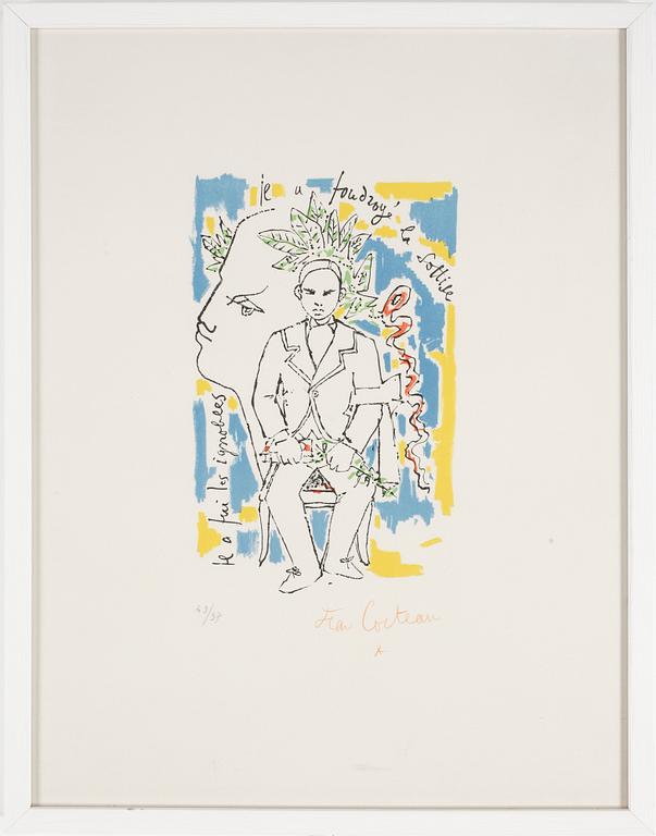 JEAN COCTEAU, färglitografi, sign och numr 49/97.