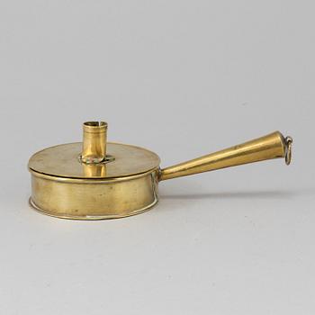 LJUSSTAKE, sk stumpastake, mässing, 1700-tal.