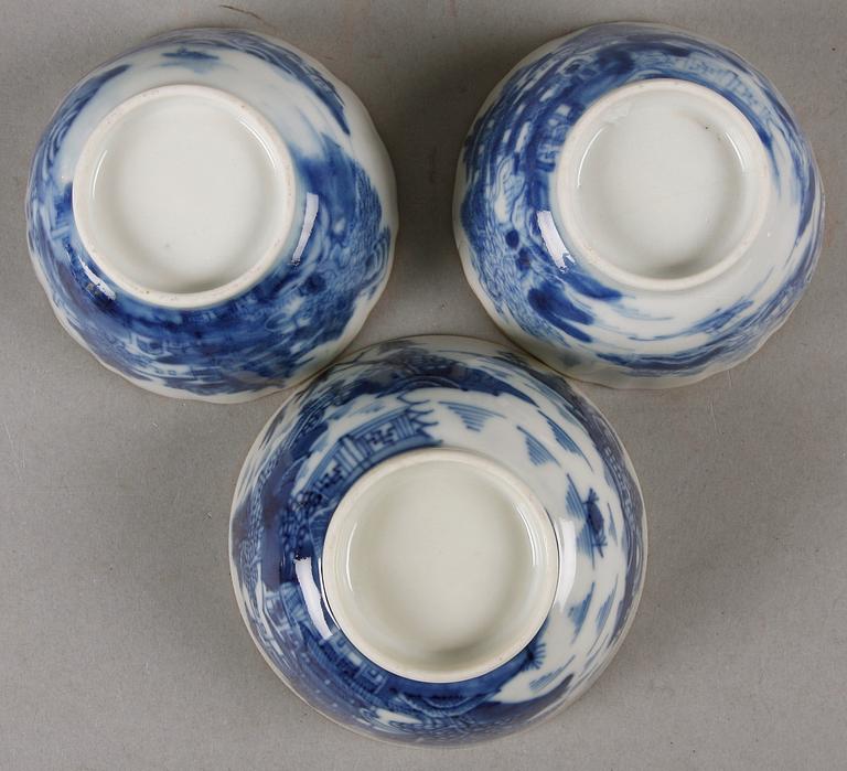 PARTI PORSLIN, 9 delar, Kina, 1700/1800-tal.