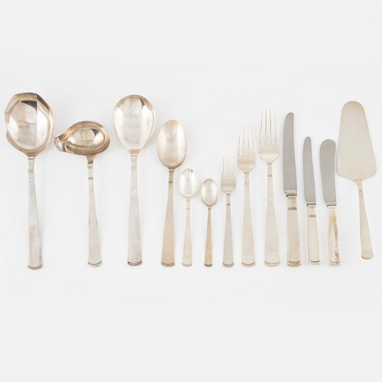 Jacob Ängman, a 'Rosenholm' silver flat wear set, 93 pieces, GAB, Eskilstuna, Sweden, 1978-81.