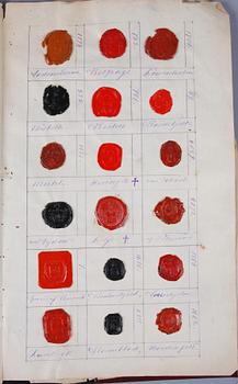 SIGILLSAMLING, 8 blad, svenska adliga ätter, 1800-tal.