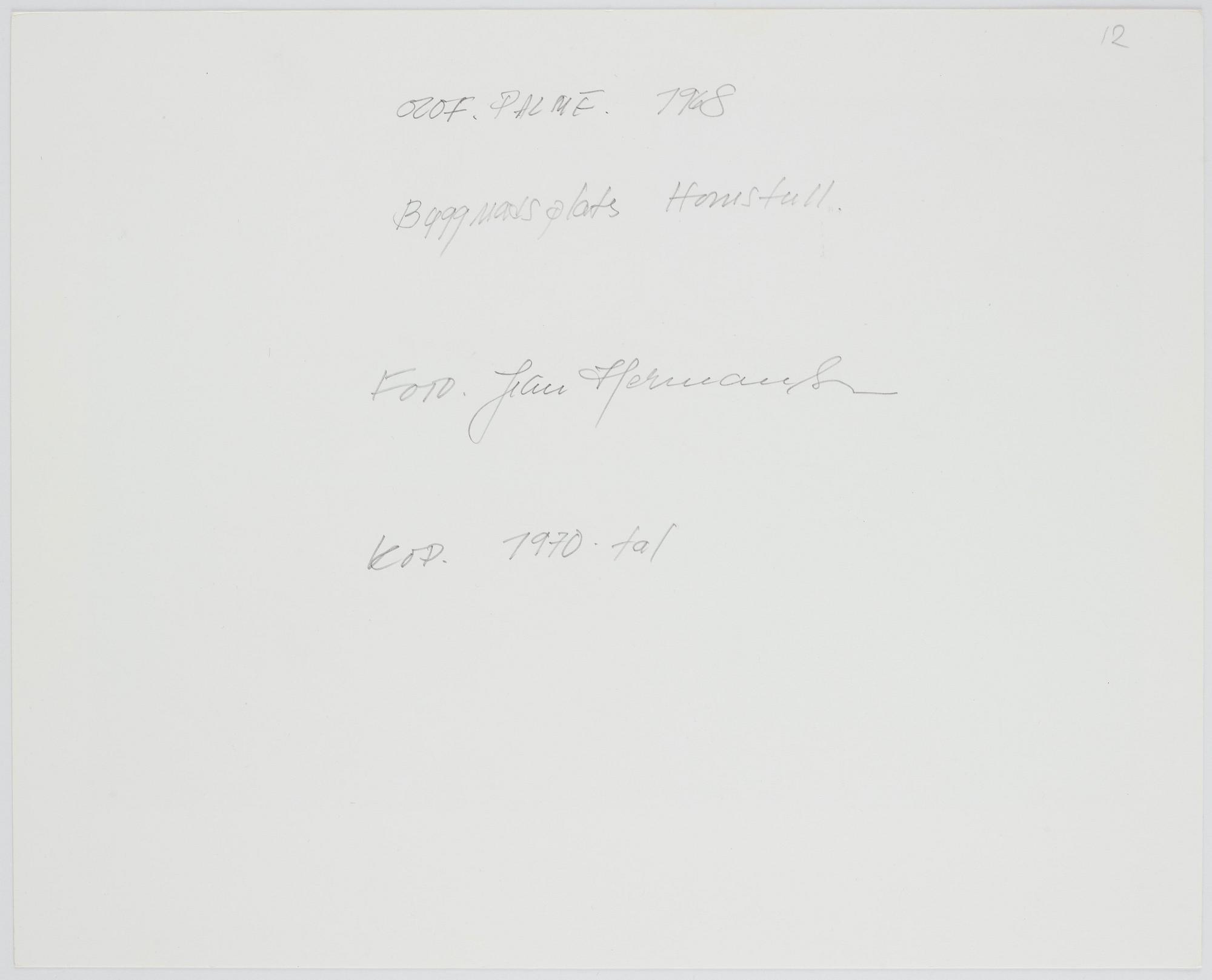 Jean Hermanson, "Olof Palme, Byggnadsplats, Hornstull", 1968.